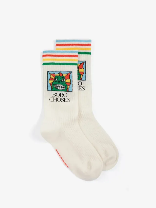 Bobo Choses Beast long socks strømper offwhite