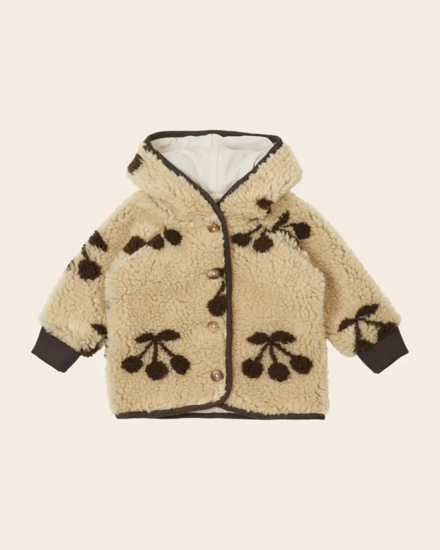 Emile et Ida Cerise beige bamsejakke kirsebær