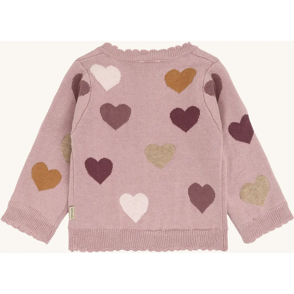 Hust & Claire HCCilja Lovely cardigan Heather hjerter