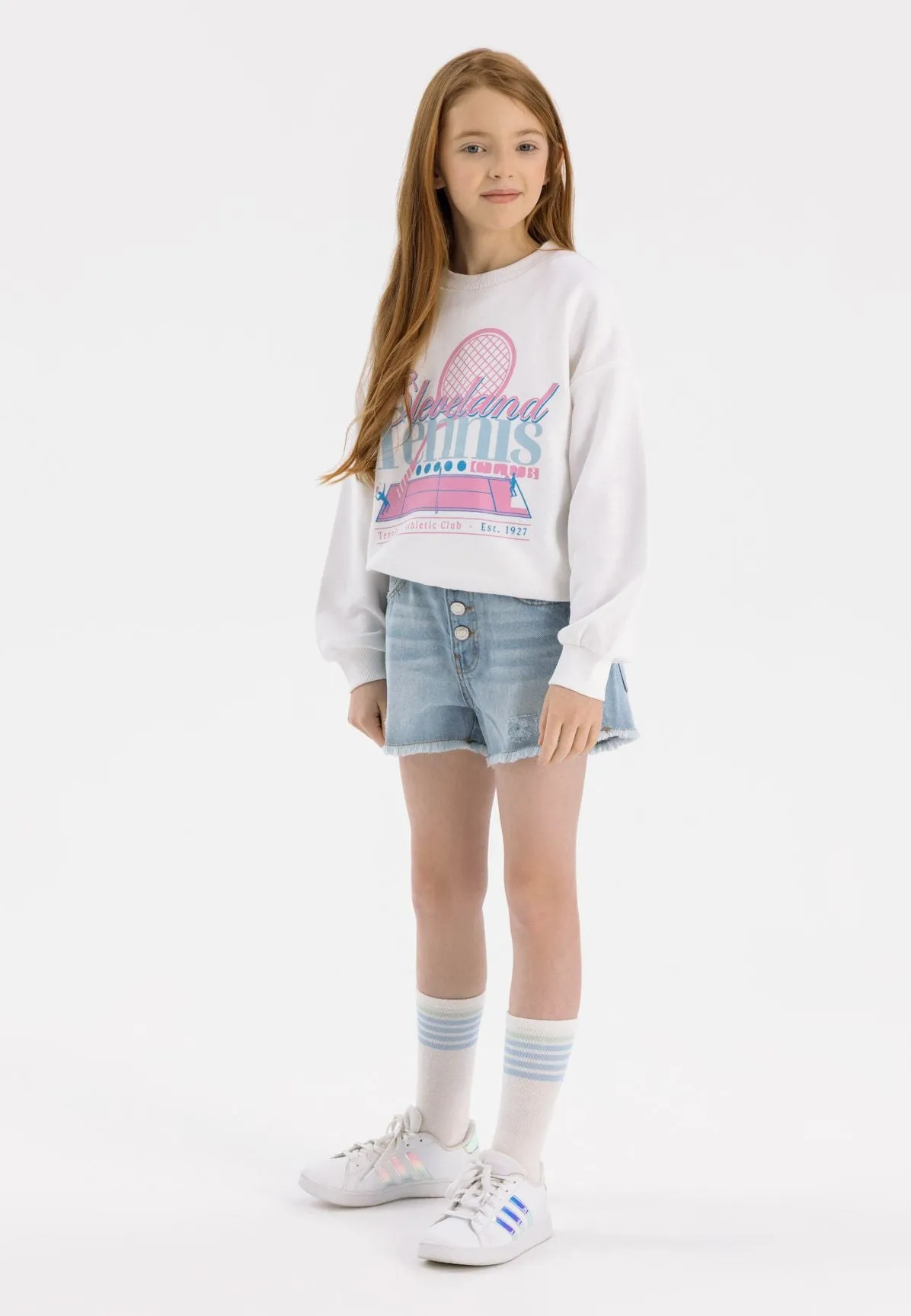 Minoti 42724 jeansshorts til piger lyseblå