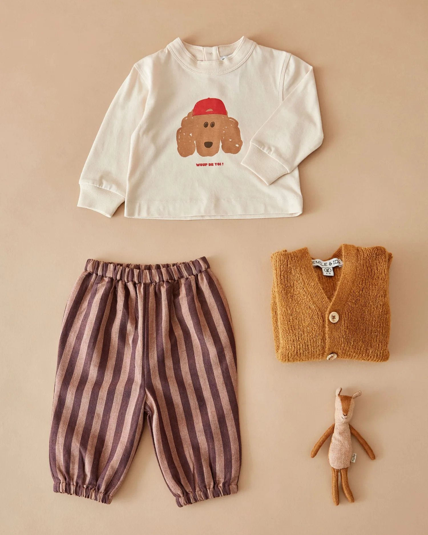 Emile et Ida Farine bluse beige hund bomuld