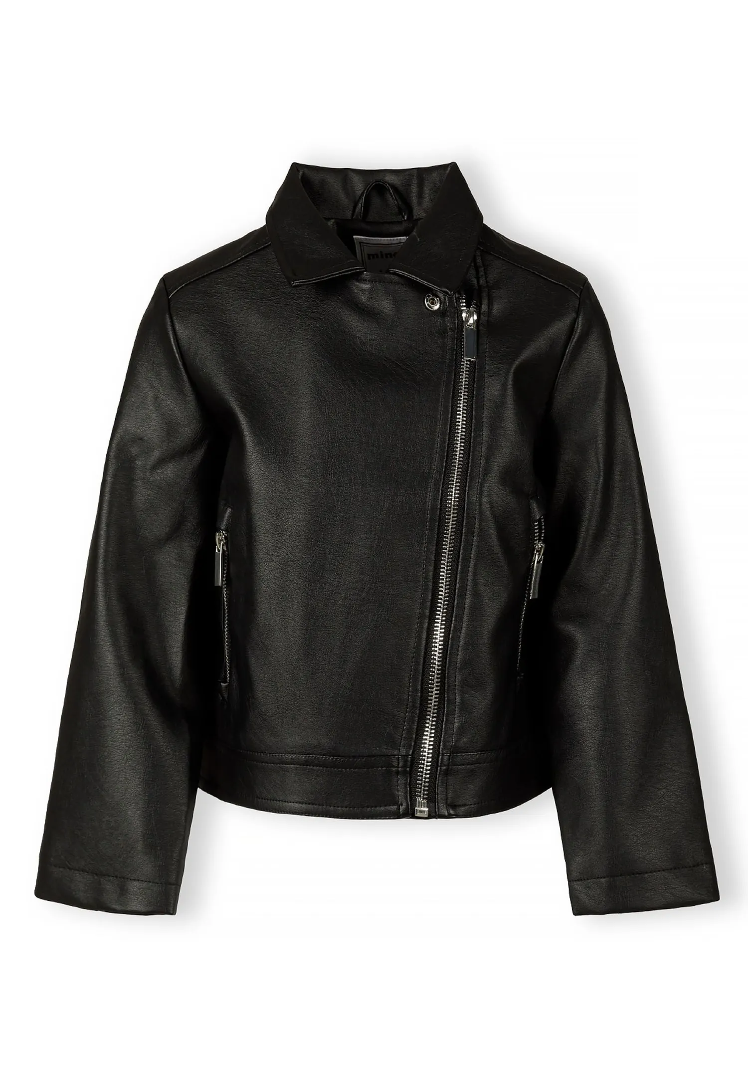 Minoti 43211 bikerjakke sort kunstlæder