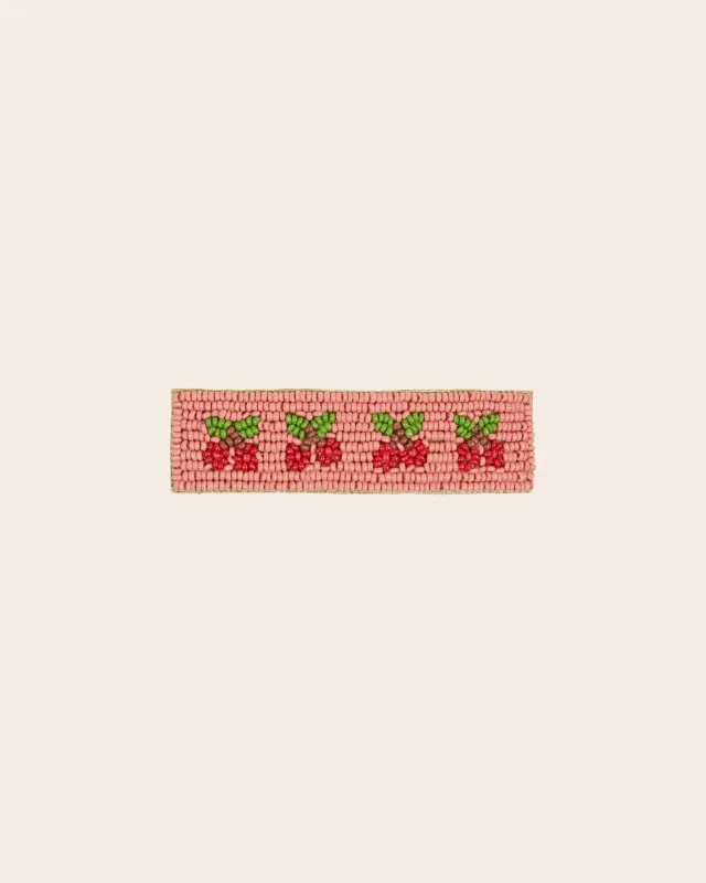 Emile et Ida hårspænde perler kirsebær rosa clip