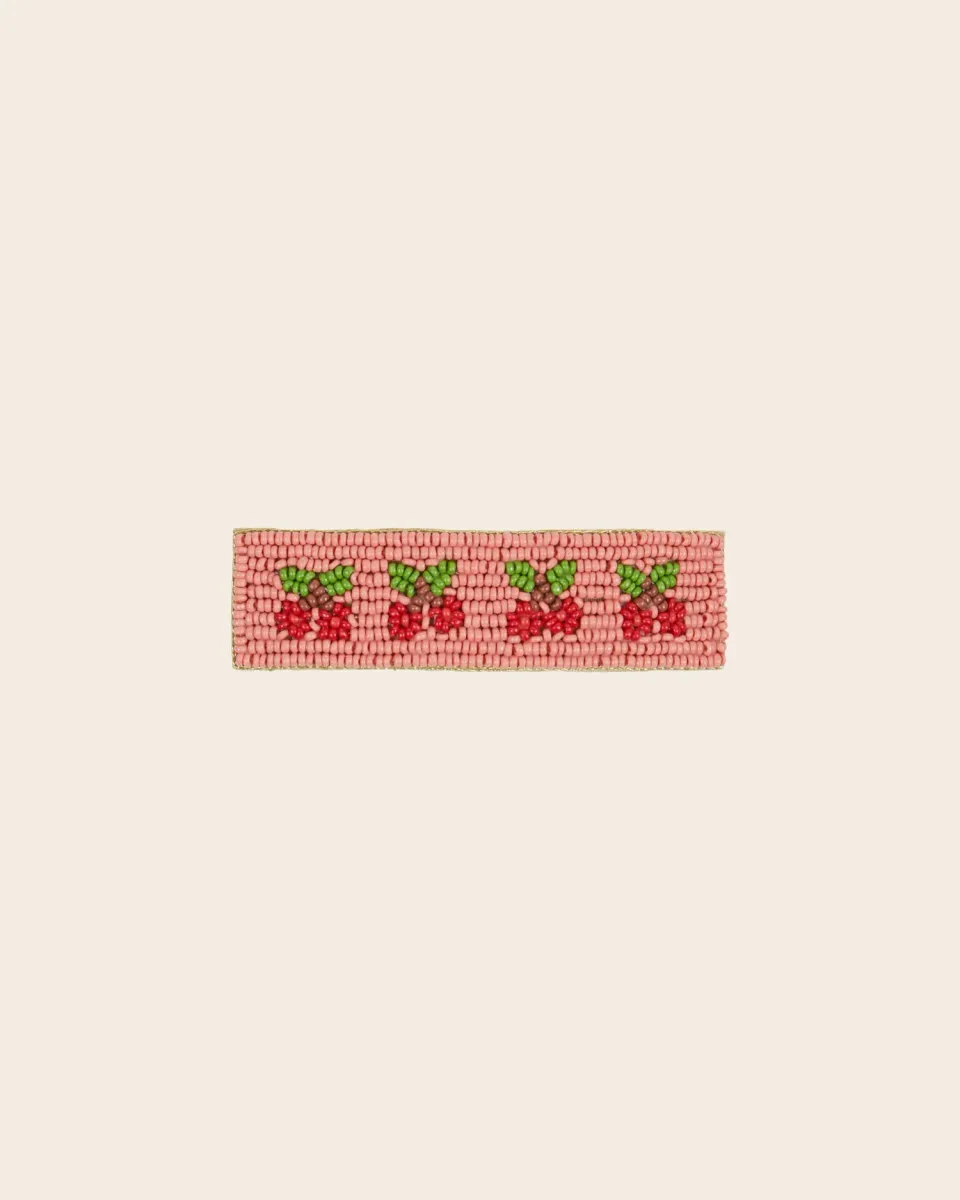 Emile et Ida hårspænde perler kirsebær rosa clip