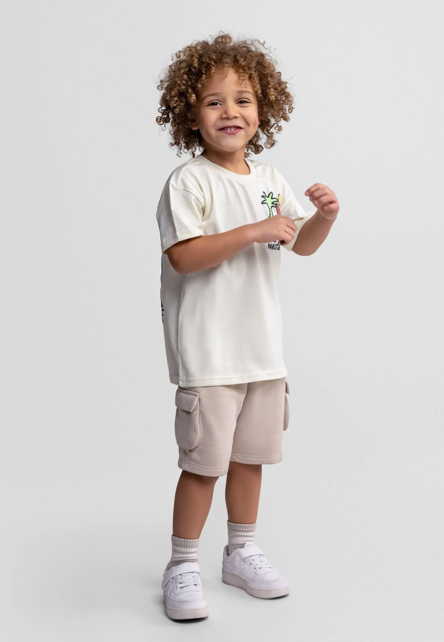 Minoti 44696 sæt t-shirt cargoshorts beige