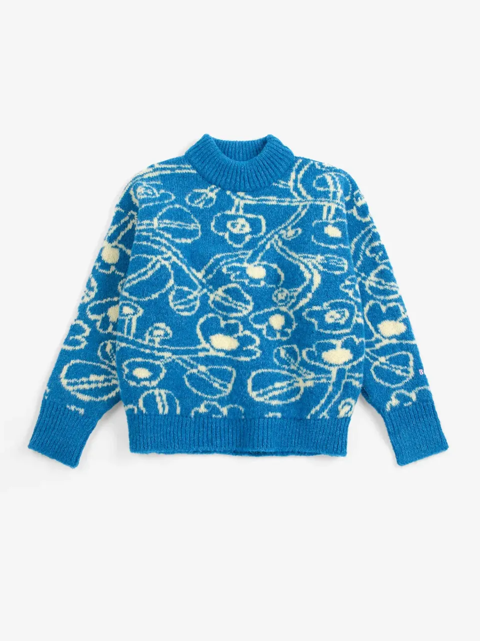 Bobo Choses Sketchy Flowers jumper blå uld