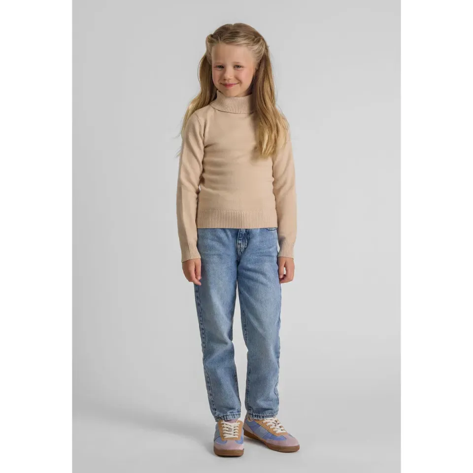 Minoti 43897 rullekravetrøje beige til piger rib