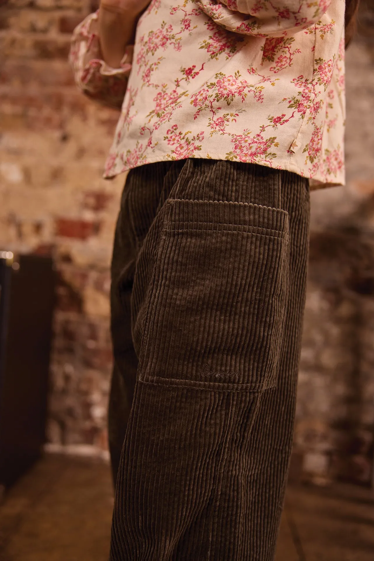 Bonton Lauren bukser kaki velour elastiktalje