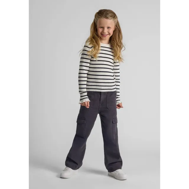 Minoti 43889 pullover creme stribet rib