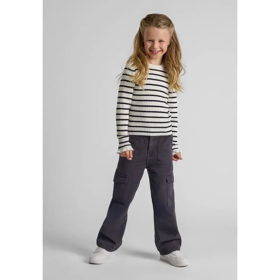 Minoti 43889 pullover creme stribet rib