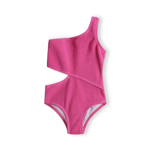 Minoti 42172 badedragt til piger neonpink one-shoulder