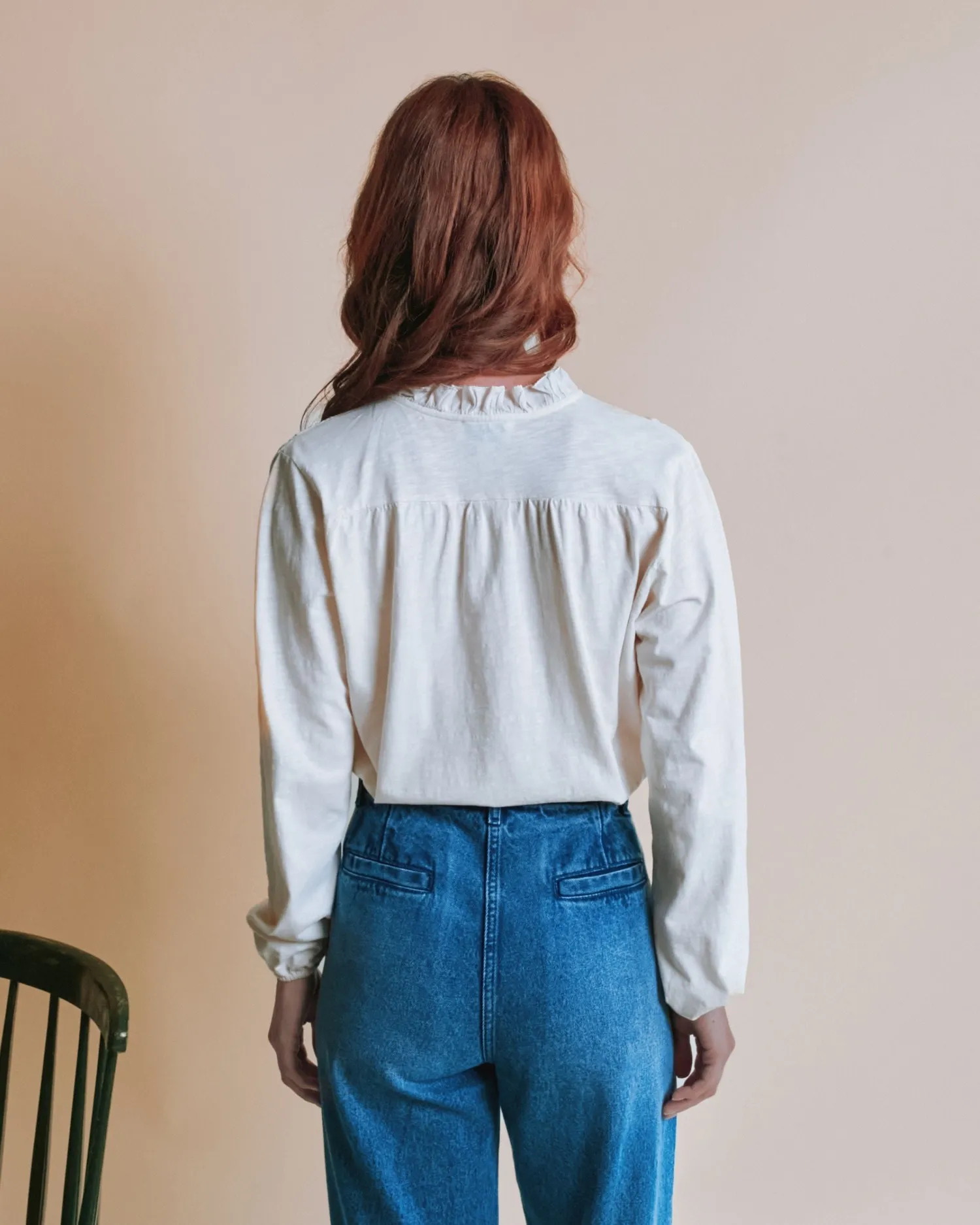 Emile et Ida Esha Ecru t-shirt øko flæse