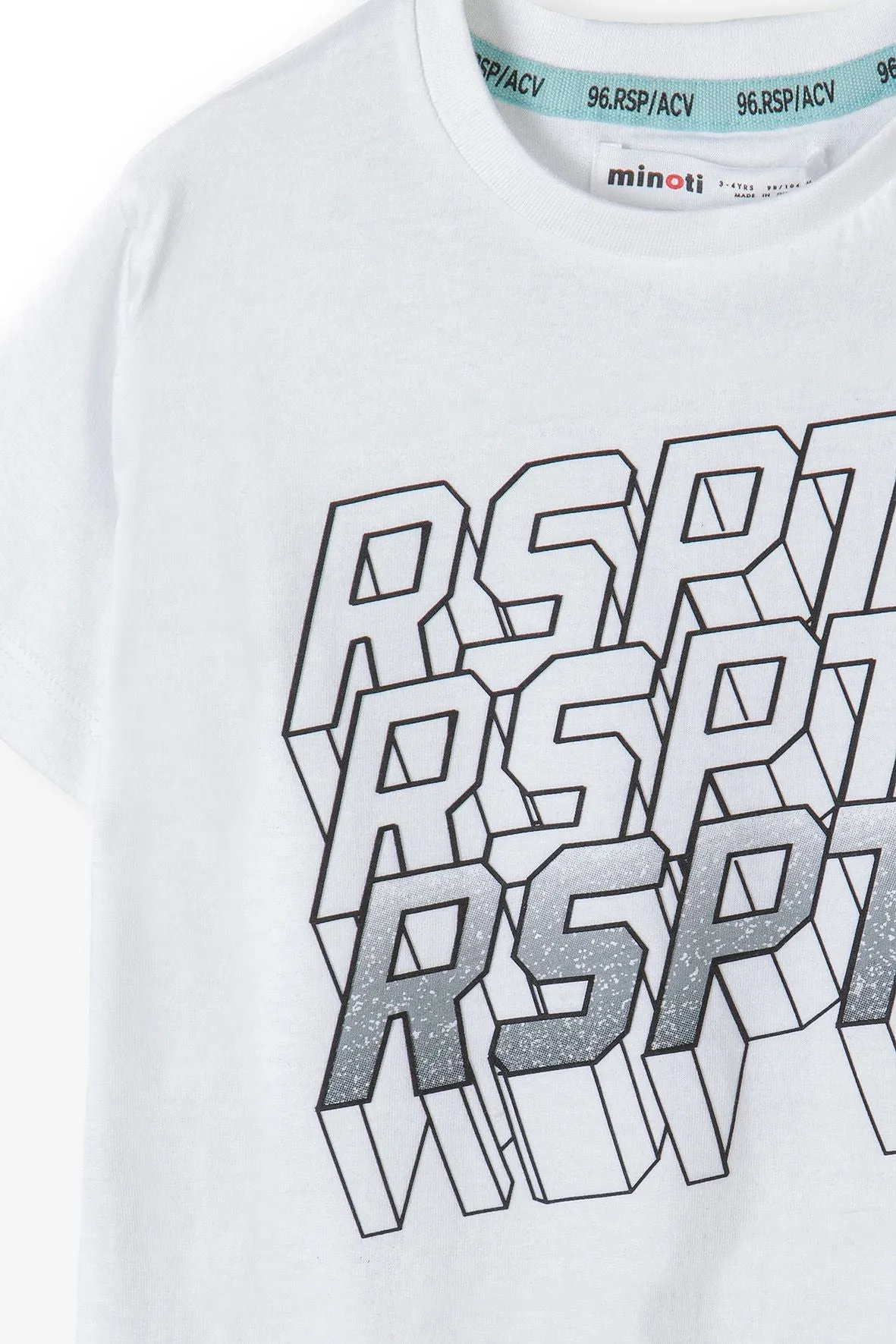 Minoti 38345 t-shirt hvid drenge bomuld