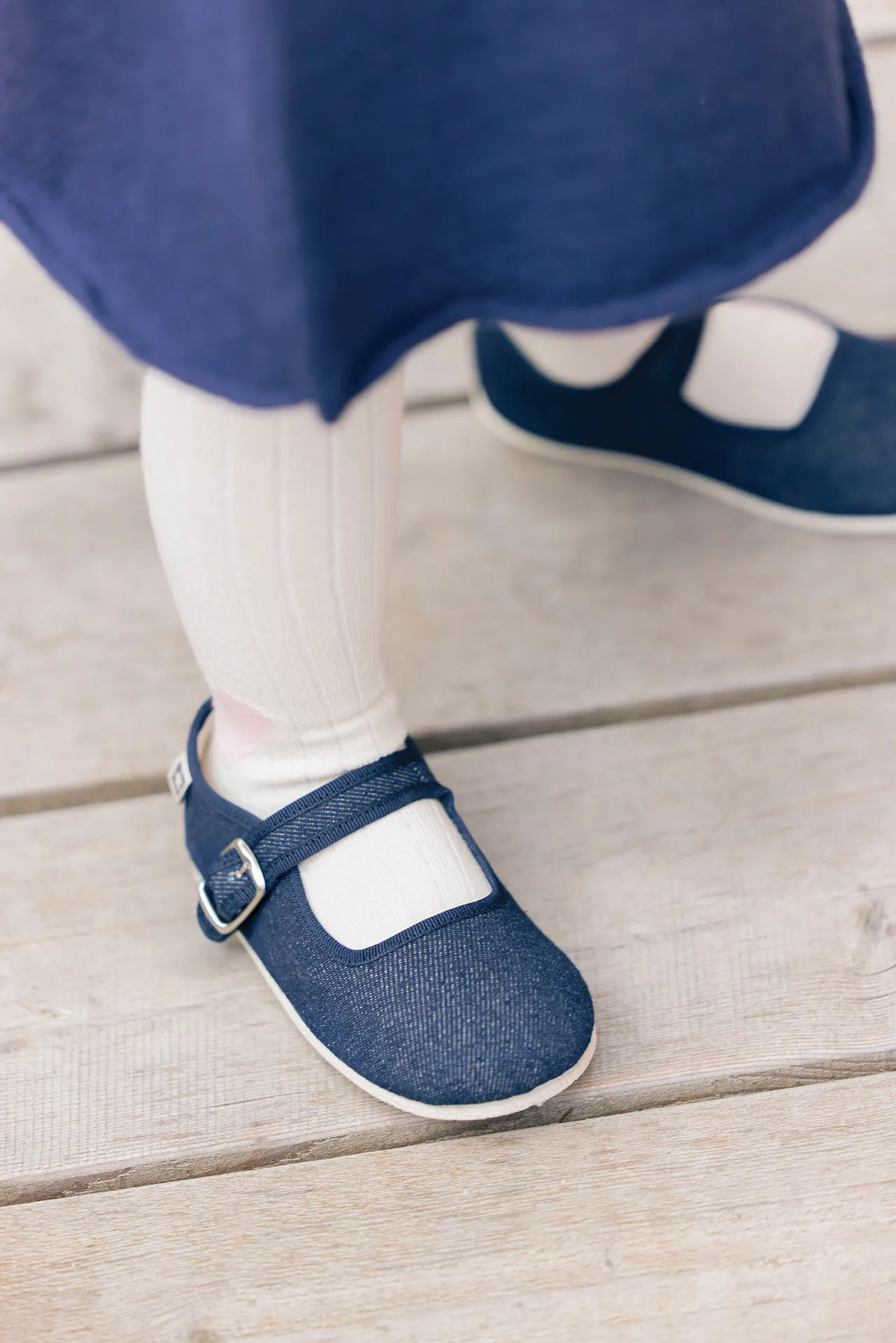 Bonton Jane ballerinaer denim mellemblå