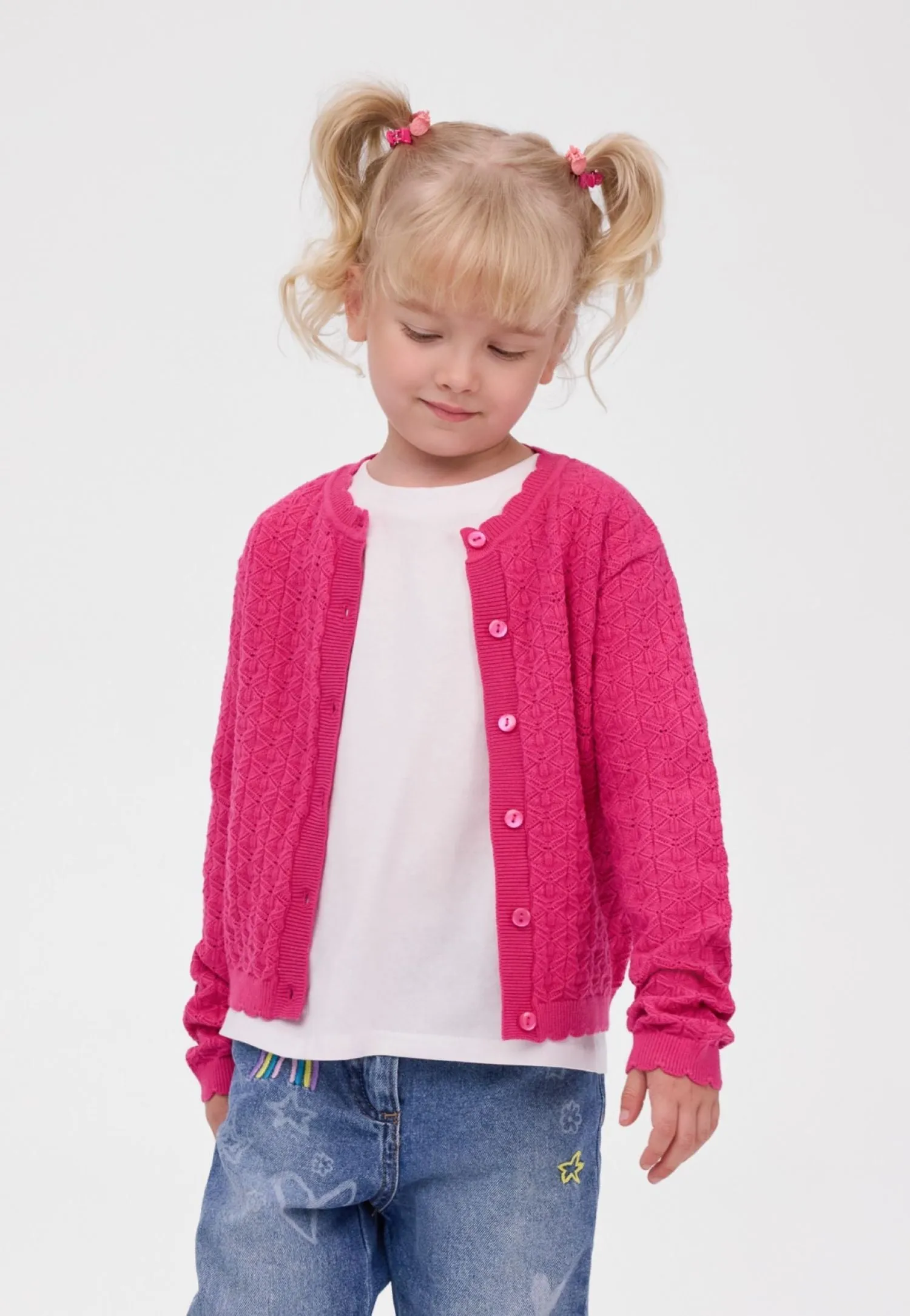 Minoti 44718 cardigan rosa rude mønster piger