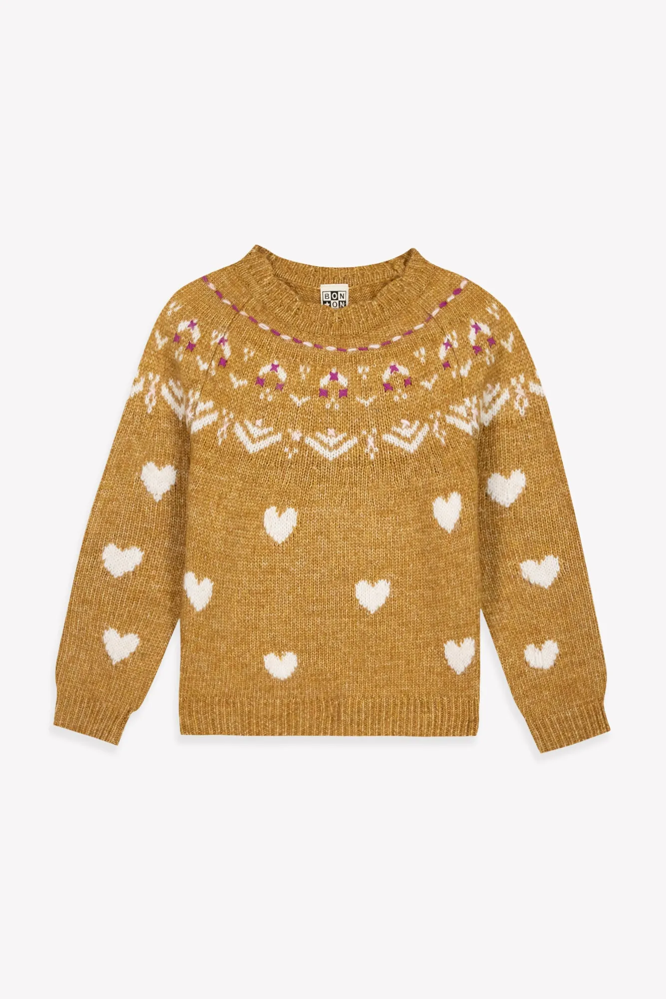 Bonton Pastel Nuts Jacquard striktrøje uld 6 år