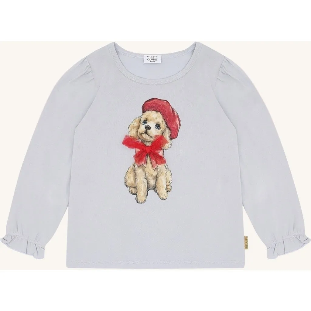 Hust & Claire Alma Poodle T-shirt A Bit Blue langærmet