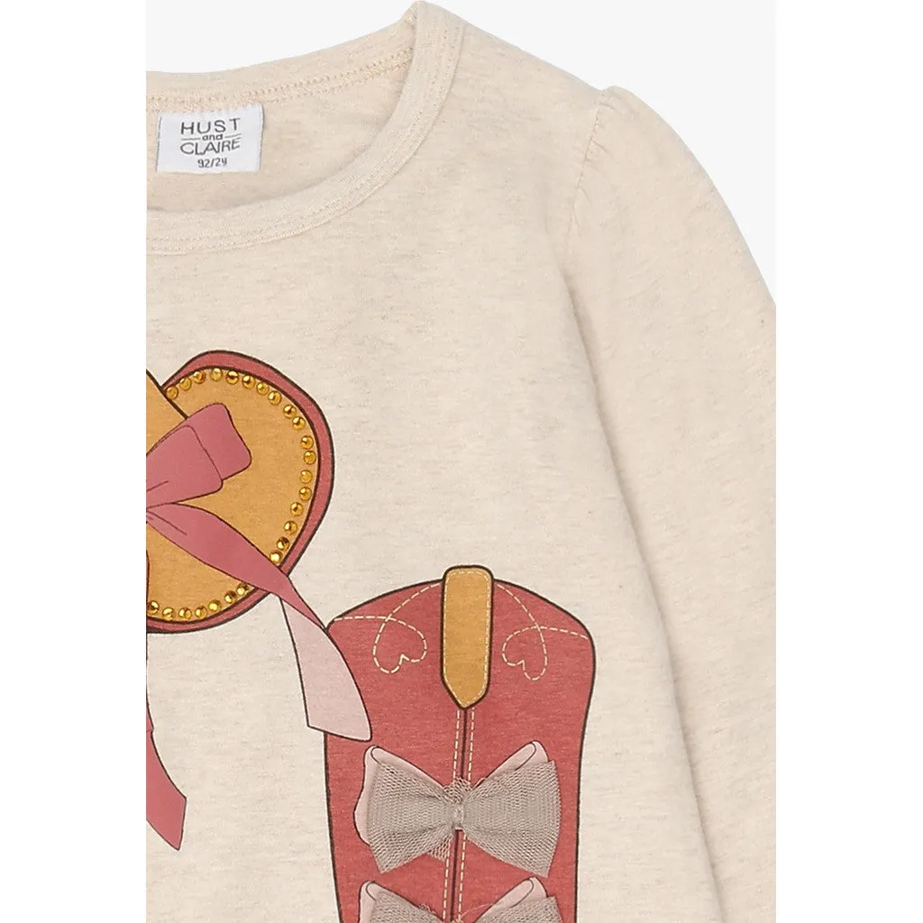 Hust & Claire HCAlma cowgirl T-shirt Wheat Melange øko