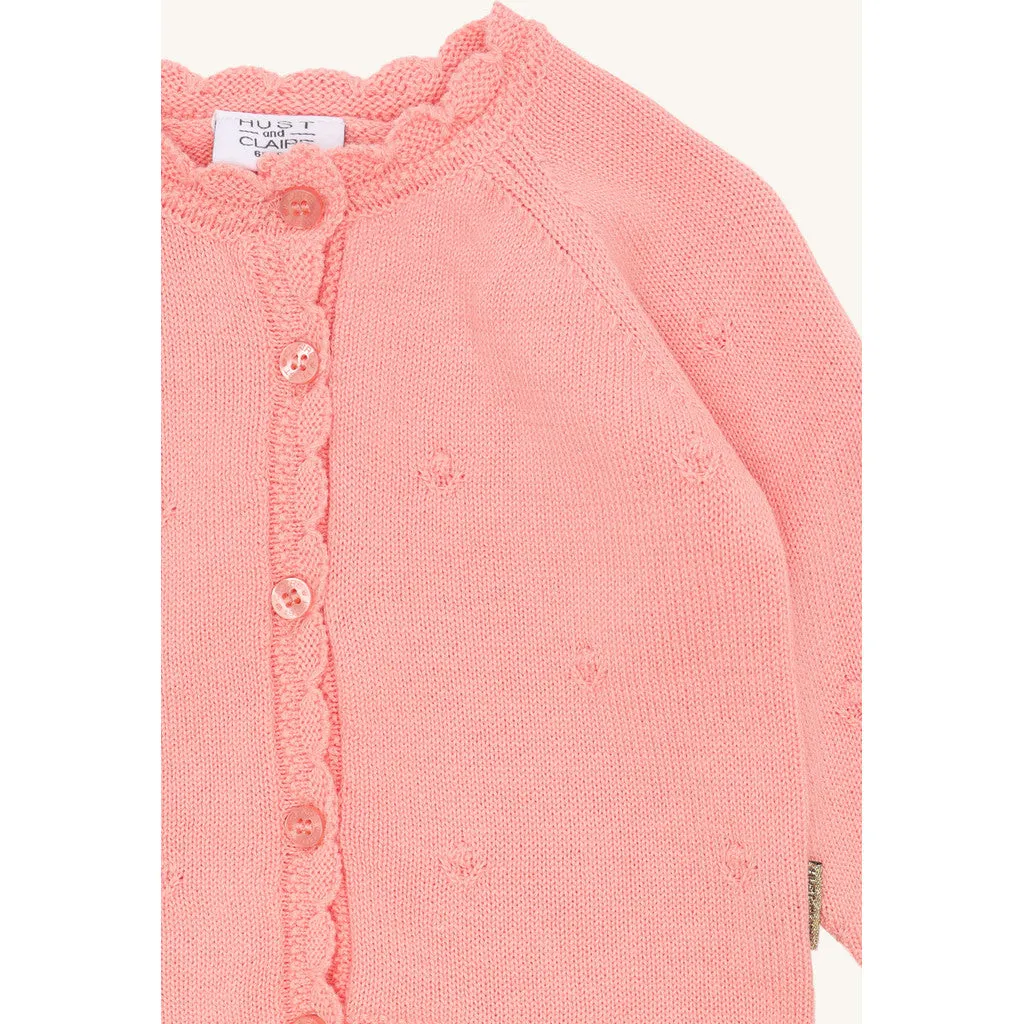 Hust & Claire Cilja Pointelle cardigan Shell bomuld