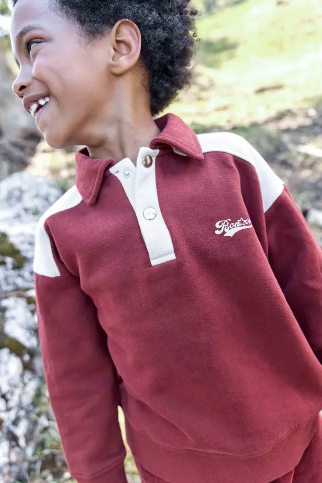 Bonton Moustic Rouge sweatshirt trekking rød trykknap