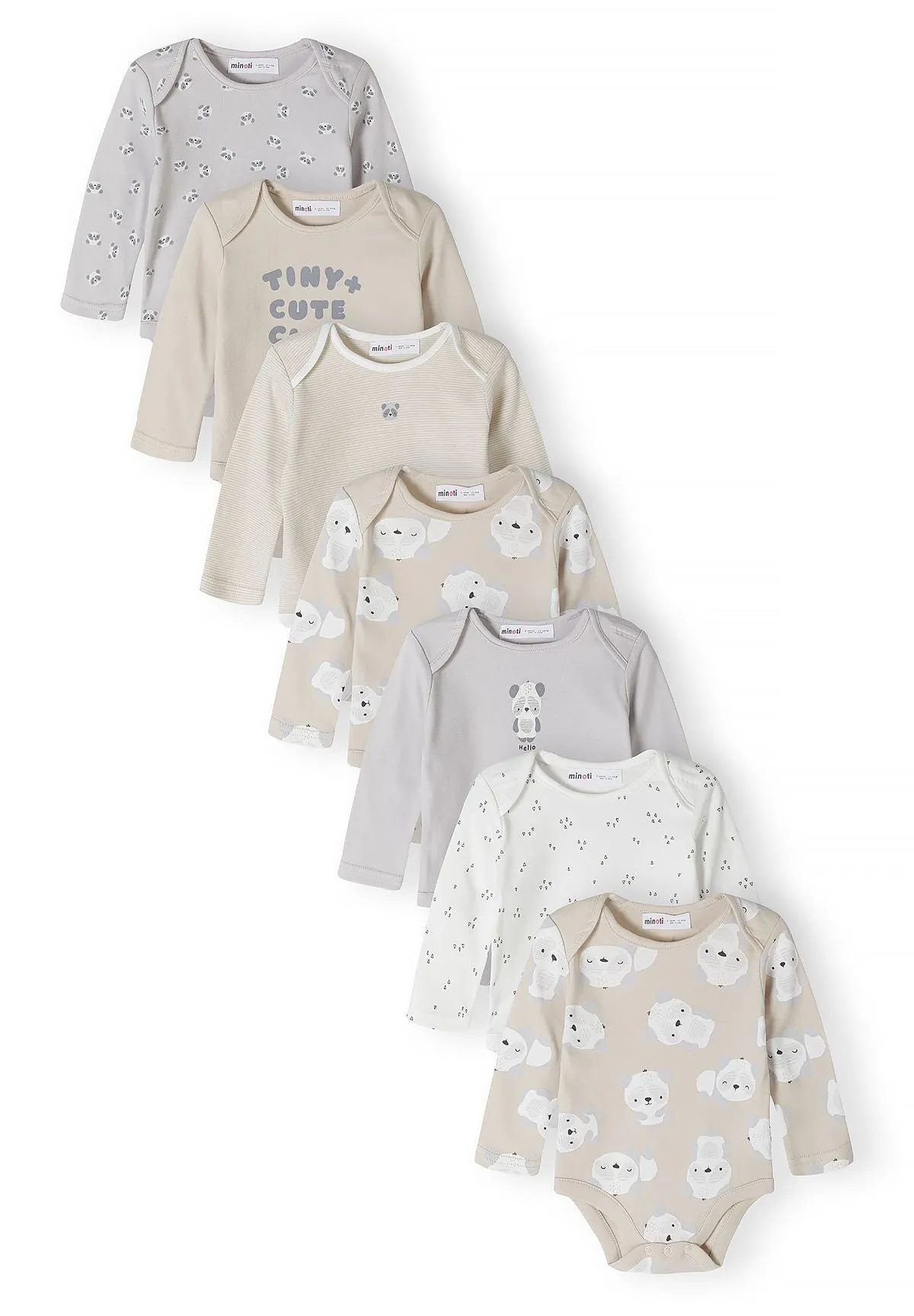Minoti bodys langærmet print 7-pak til baby