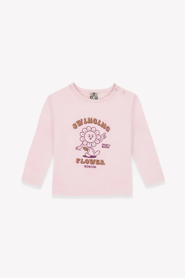 Bonton Taxi Swinging Coton T-shirt rosa til baby