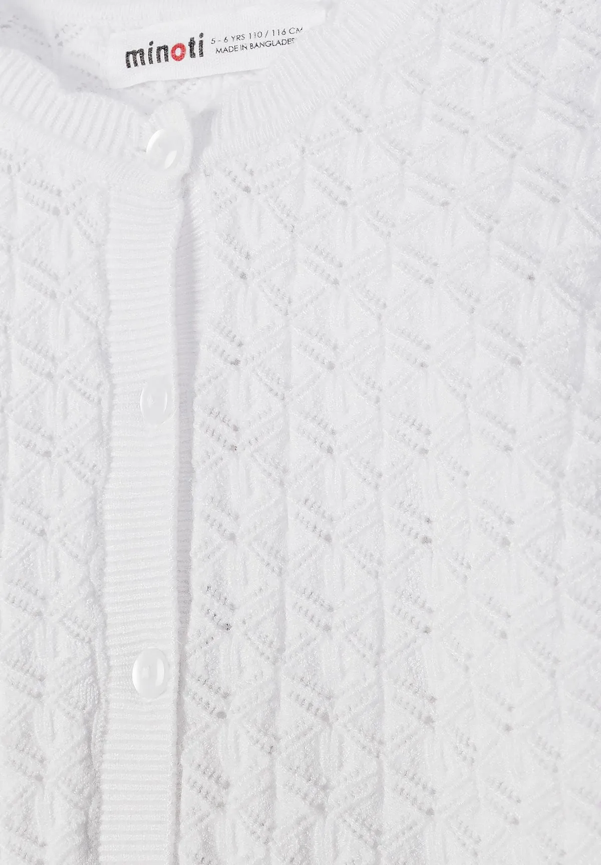 Minoti 44718 Strikcardigan hvid pointelle