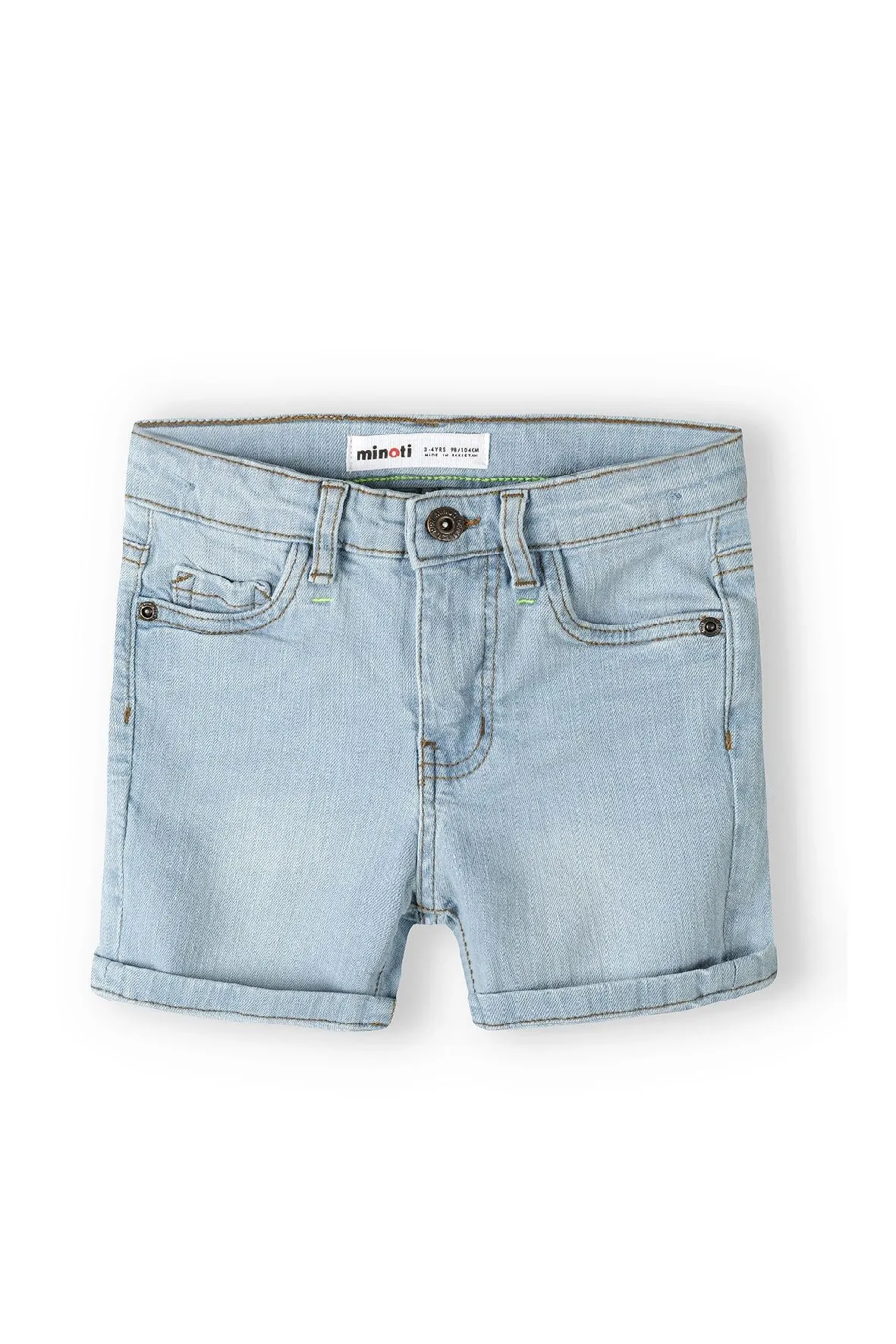 Minoti 38493 jeansshorts denim lyseblå opslag