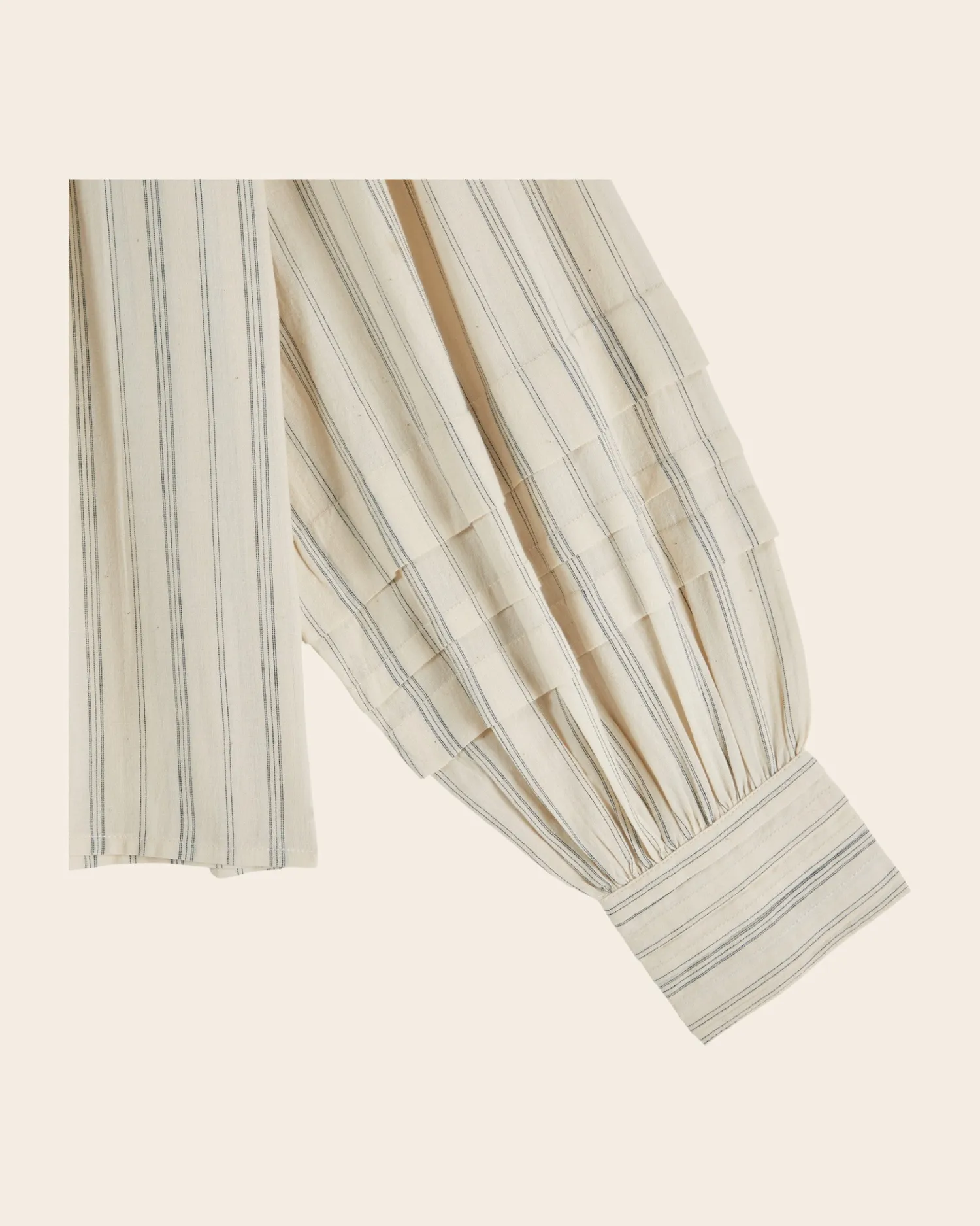 Emile et Ida Nise bluse ecru stribet khadi volant