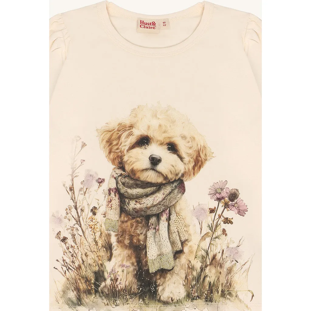 Hust & Claire HCAlma Dog bluse Off White bomuld