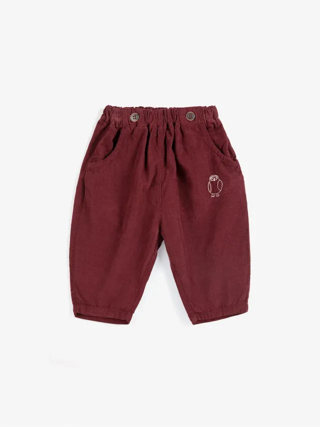 Bobo Choses Curious Owl fløjlsbukser bordeaux økologisk