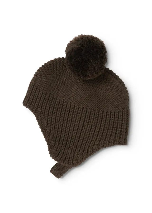 MarMar Copenhagen Aly Pompom strikhue Dark Roast uld