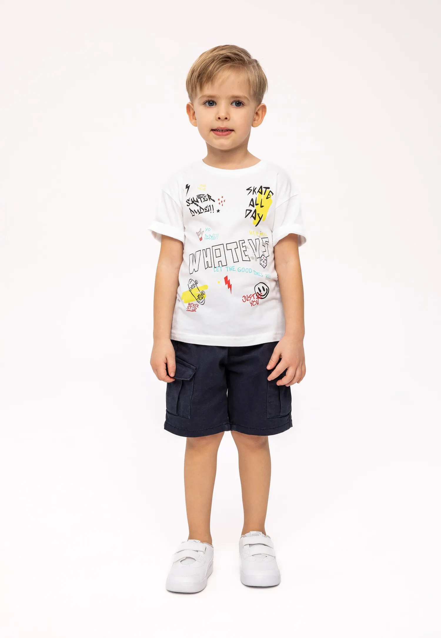 Minoti 38397 T-shirt hvid skateboard bomuld