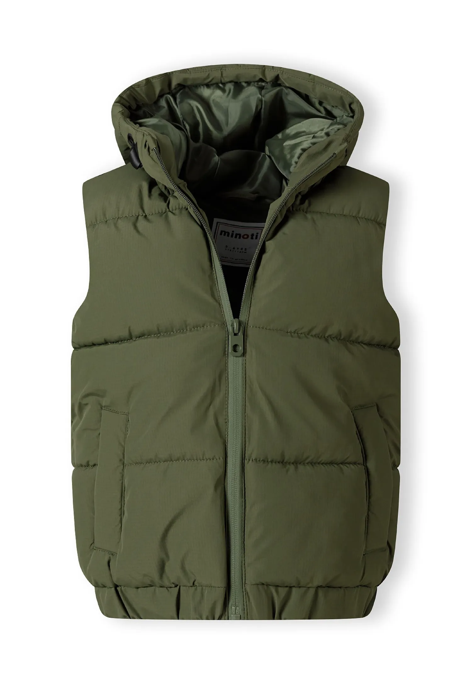 Minoti 43266 vest olivengrøn quiltet drenge foret
