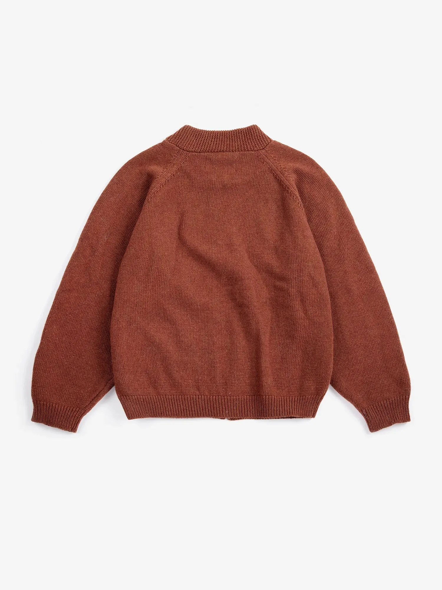 Bobo Choses Mush Monster Duo cardigan mørkebrun uldblanding