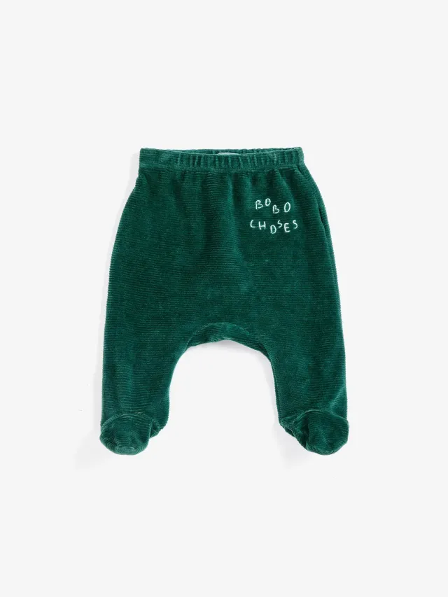 Bobo Choses All About Monsters leggings med fod grøn 3M velour