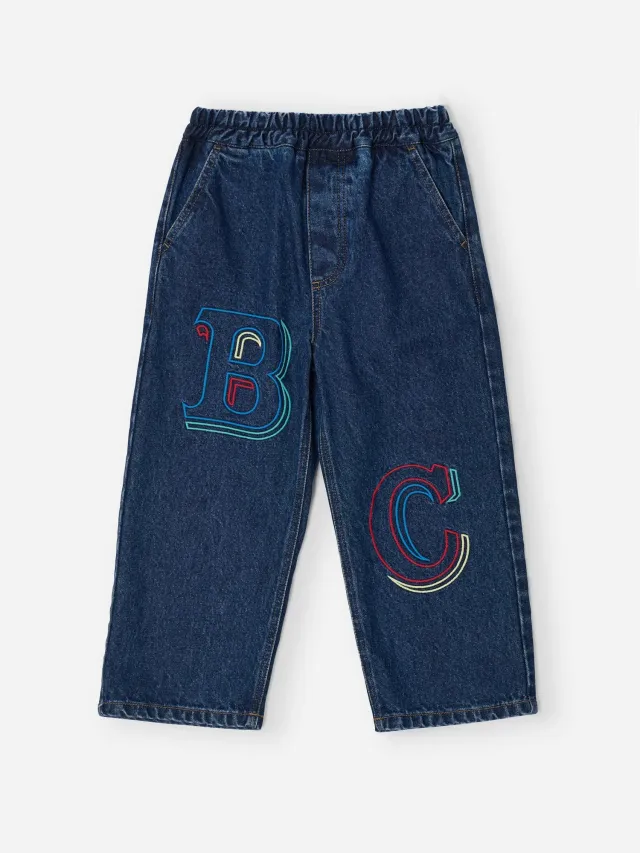 Bobo Choses Embossed denimbukser midnight blue økologisk bomuld