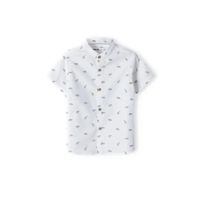 Minoti 38158 skjorte hvid bomuld safarip print