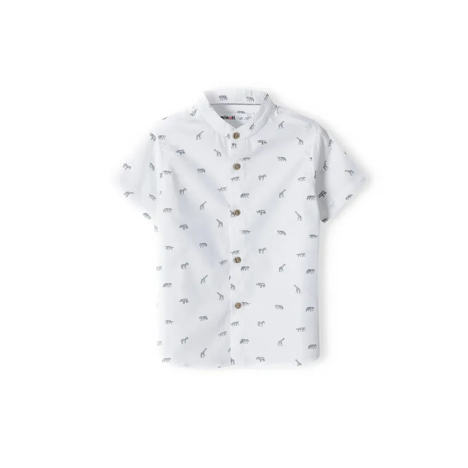 Minoti 38158 skjorte hvid bomuld safarip print