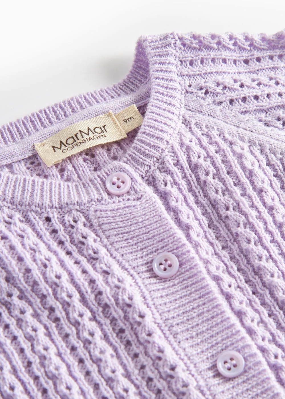 MarMar Totti strikcardigan Amethyst hulmønster knap