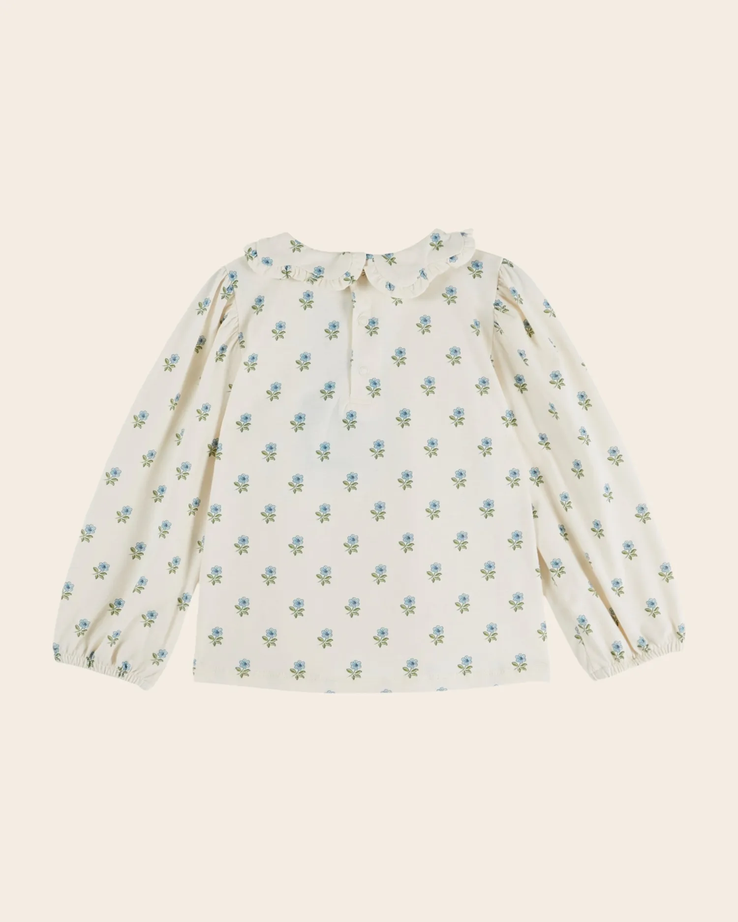 Emile et Ida FM-AE102B bluse ecru blomster økojersey