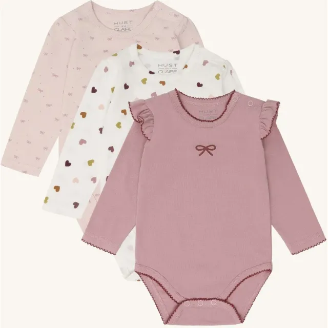 Hust & Claire Bella Bow body 3-pak Hushed Pink bomuld