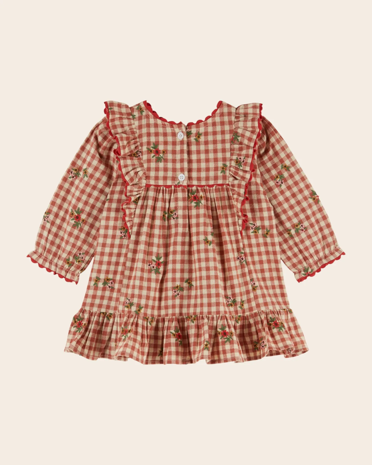 Emile et Ida Vichy Broderi kjole terracotta vichy