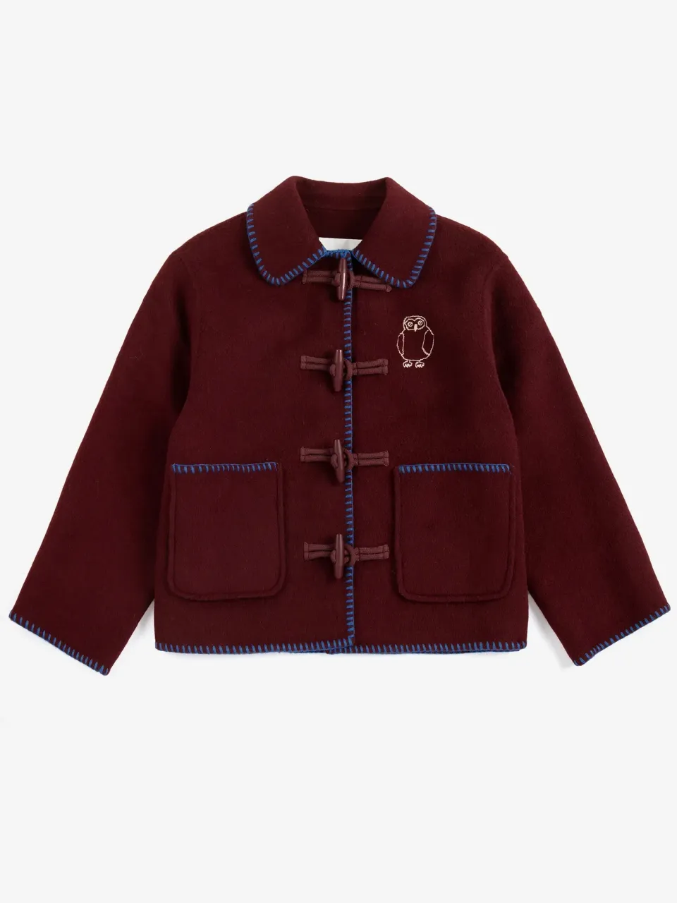 Bobo Choses Curious Owl frakke bordeaux uld 4-5 år