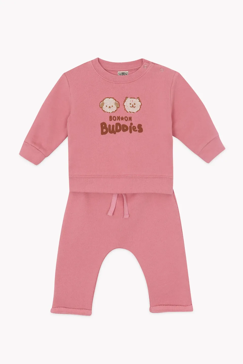 Bonton Buddies sæt til baby lyserød bomuld
