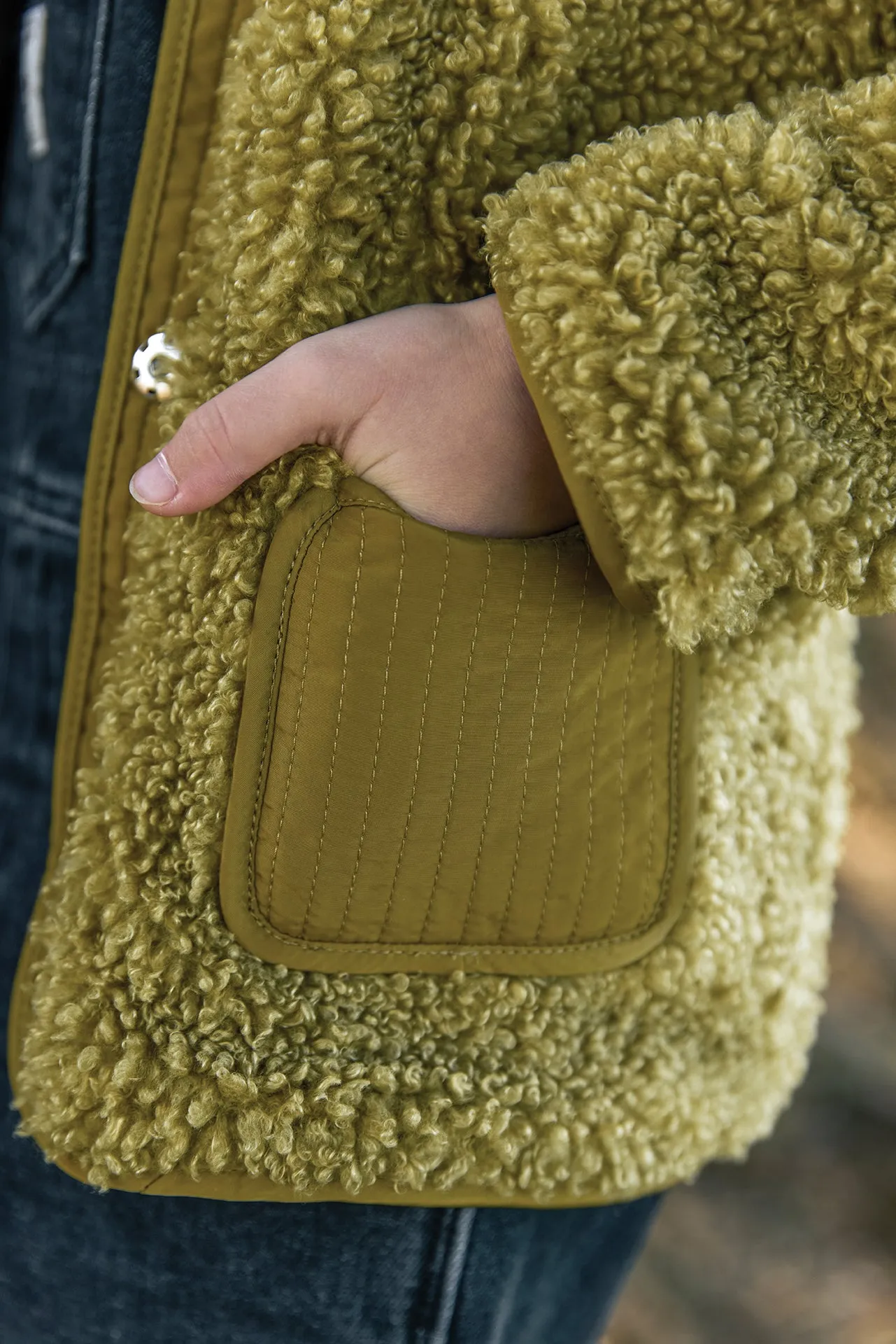 Bonton Molly Sherpa Vert Tige jakke grøn teddy 2-14år