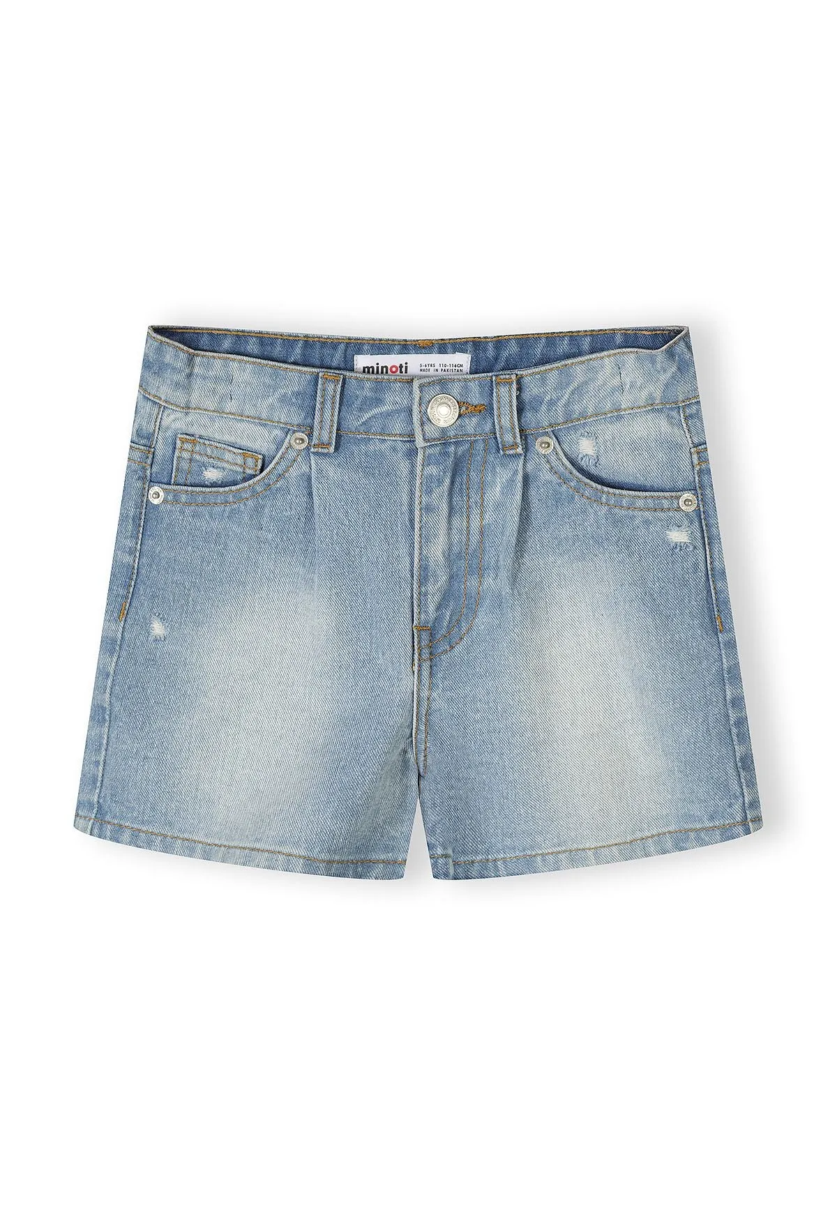 Minoti 44939 jeansshorts til piger blå 2-pak high waist