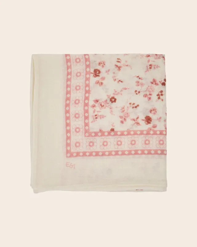 Emile et Ida Grand Foulard tørklæde rosa blomst