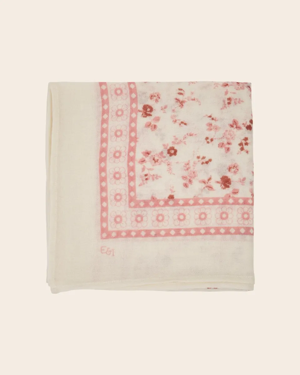 Emile et Ida Grand Foulard tørklæde rosa blomst